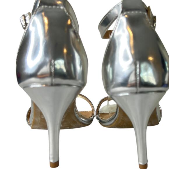 Candie's Open Toe Metallic Pumps Ankle Strap  Evening Formal Party Shoe 6.5 - Picture 8 of 11